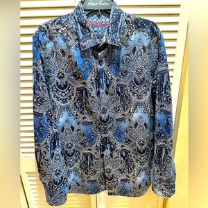 Robert Graham Shirt Ling Sleeve Blue Paisley